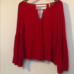 Red bell-sleeve top